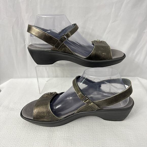 Naot Sandals Womens Size 11 Leather Wedge Pewter Rhinestone - Picture 7 of 8